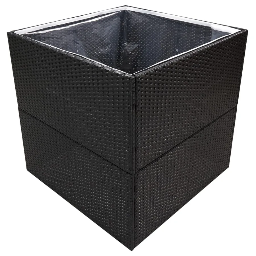 Jardinière Noir 80x80x80 cm Résine tressée - 3
