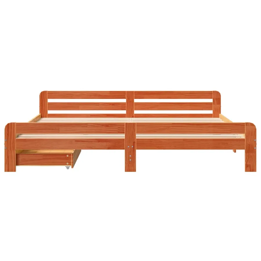 Cadre de lit sans matelas cire marron 180x200cm bois pin massif - 4