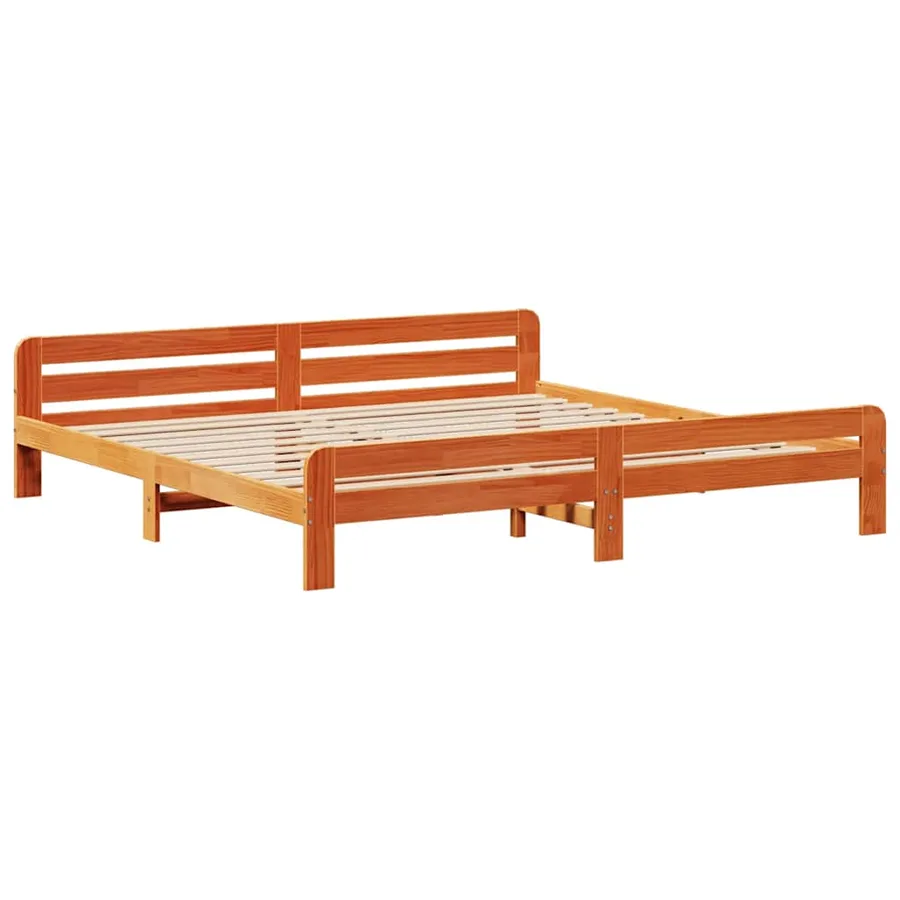 Cadre de lit sans matelas cire marron 180x200cm bois pin massif - 5