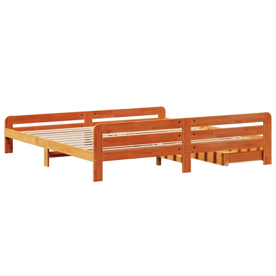 Cadre de lit sans matelas cire marron 180x200cm bois pin massif - 8