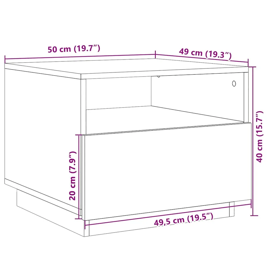 Table basse avec lumières LED vieux bois 50x49x40 cm - 16