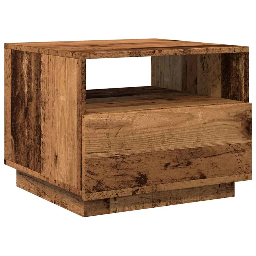 Table basse avec lumières LED vieux bois 50x49x40 cm - 3