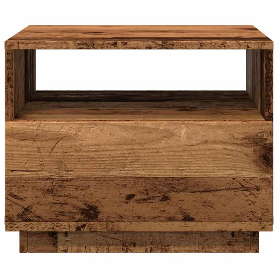 Table basse avec lumières LED vieux bois 50x49x40 cm - 7