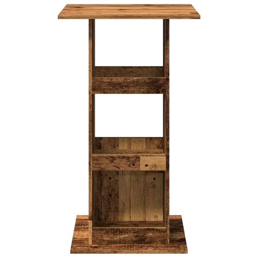 Table de bar avec rangement vieux bois bois d’ingénierie - 4