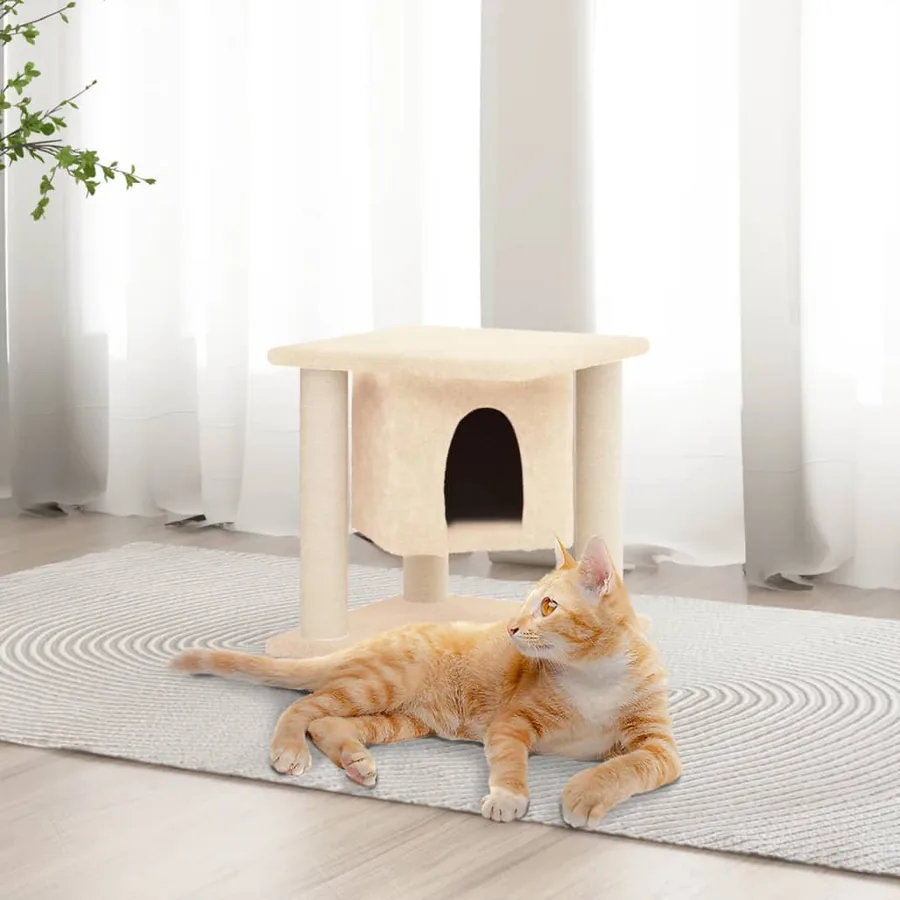 Arbre à chat avec griffoirs en sisal Crème 37 cm