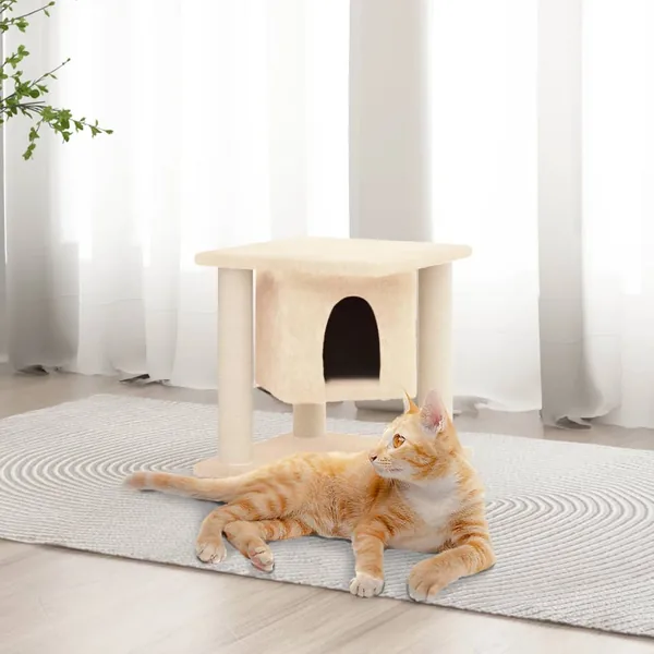 Arbre à chat avec griffoirs en sisal Crème 37 cm