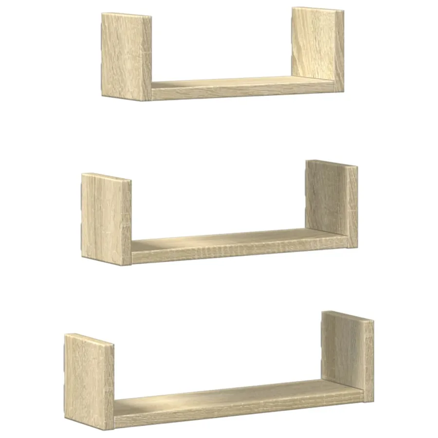 Étagères murales 3 pcs chêne sonoma bois d'ingénierie - 2