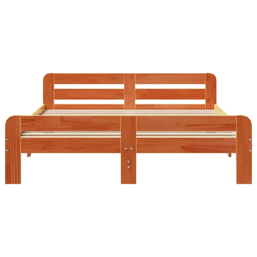 Cadre de lit sans matelas cire marron 160x200cm bois pin massif - 4