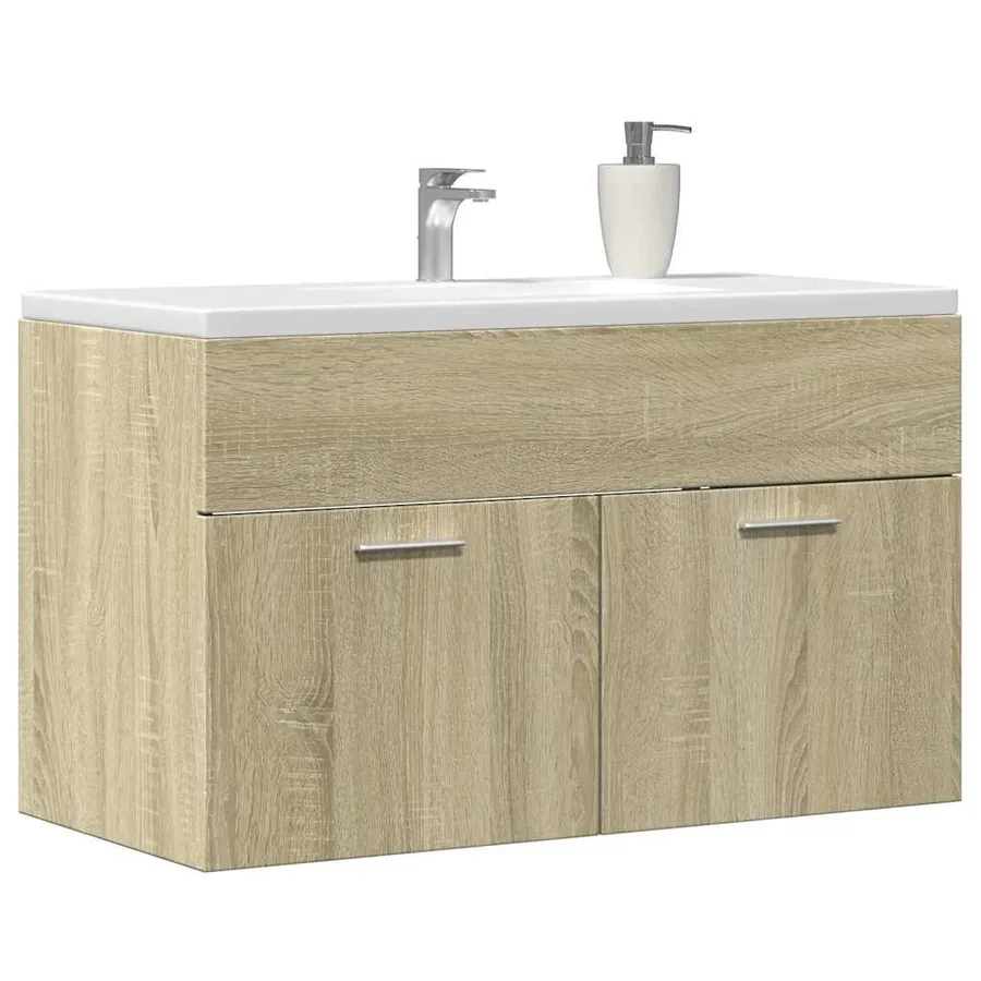 Armoire d'évier Chêne sonoma 80x38,5x46 cm Aggloméré - 3