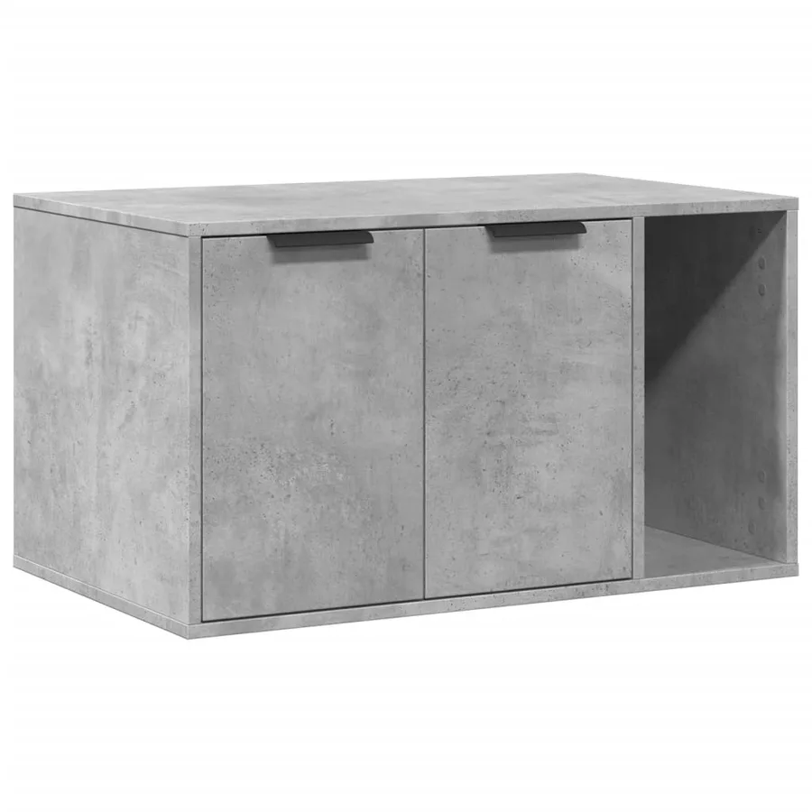 Meuble de bac à litière pour chat gris béton bois d'ingénierie - 2