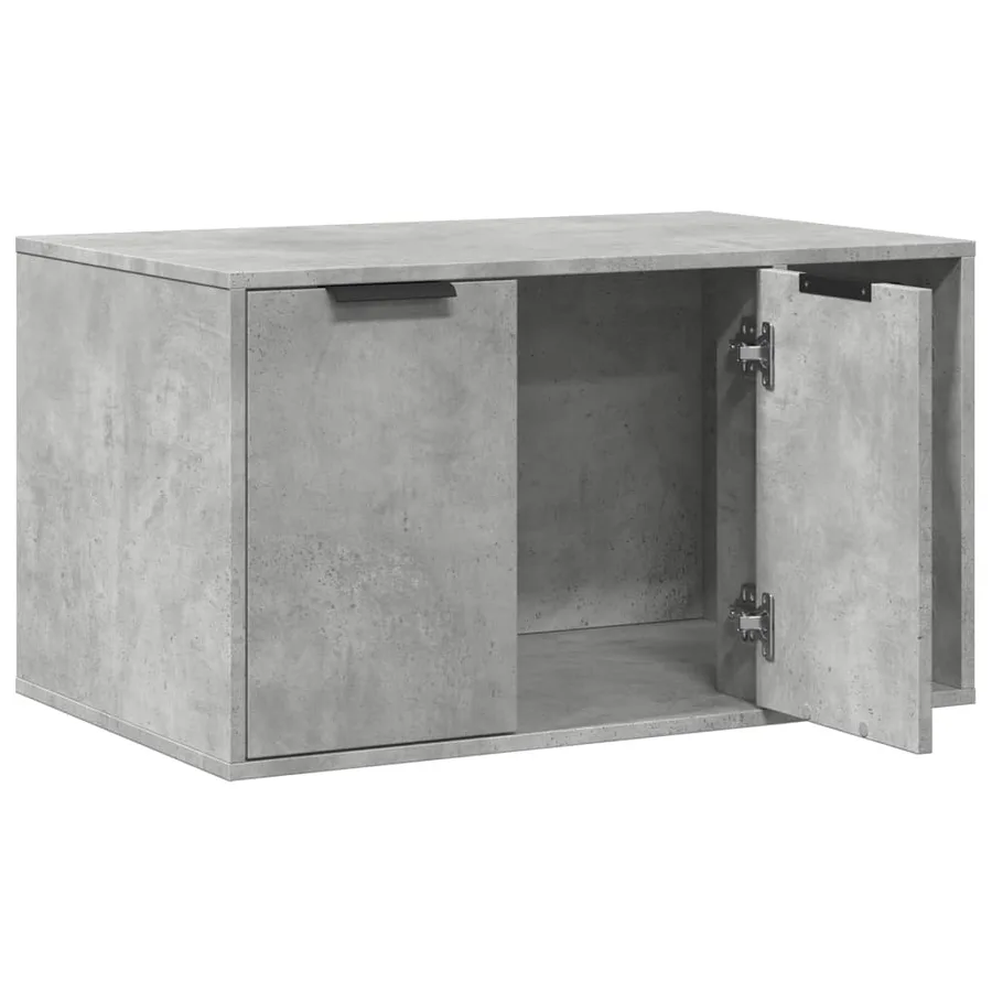 Meuble de bac à litière pour chat gris béton bois d'ingénierie - 4