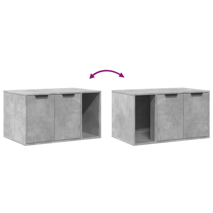 Meuble de bac à litière pour chat gris béton bois d'ingénierie - 8