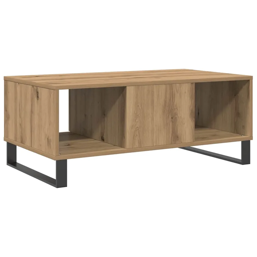 Table basse chêne artisanal 90x50x36,5 cm bois d'ingénierie - 7