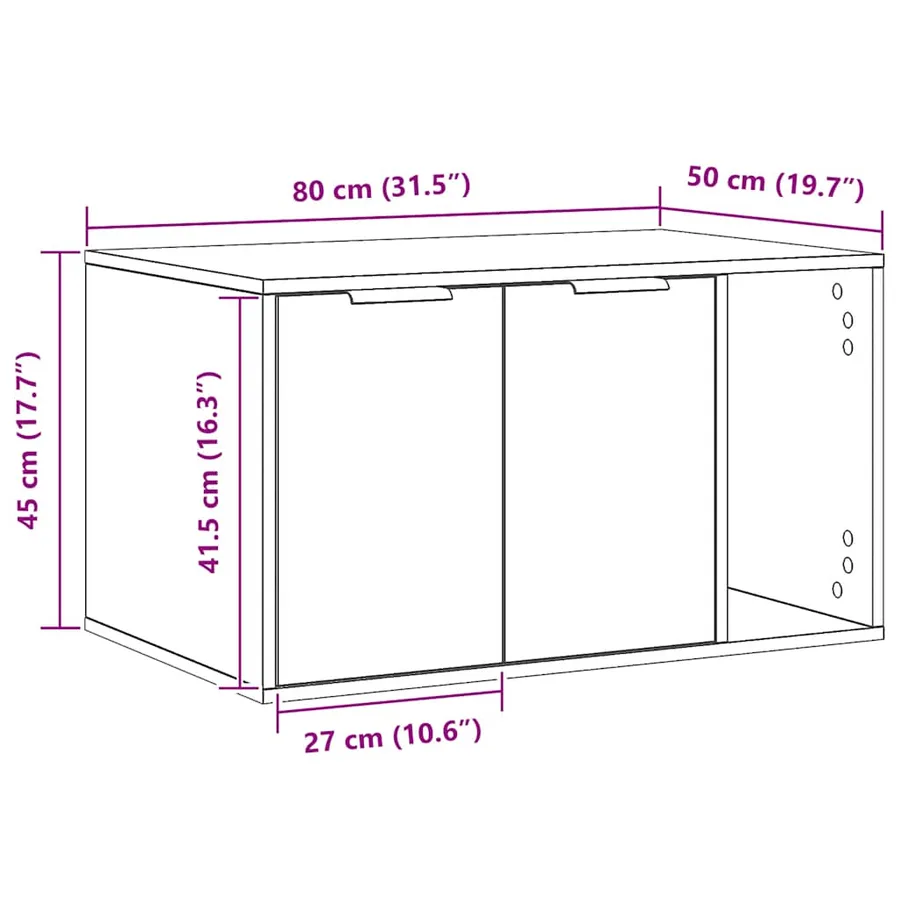 Meuble de bac à litière pour chat chêne artisanal 80x50x45 cm - 11