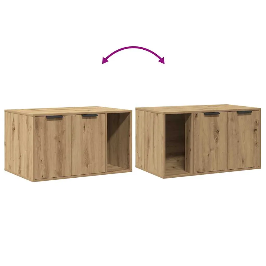 Meuble de bac à litière pour chat chêne artisanal 80x50x45 cm - 8