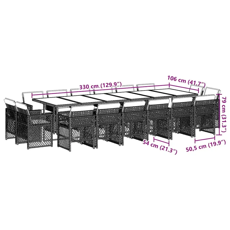 Ensemble à manger de jardin et coussins 17 pcs mélange beige - 8