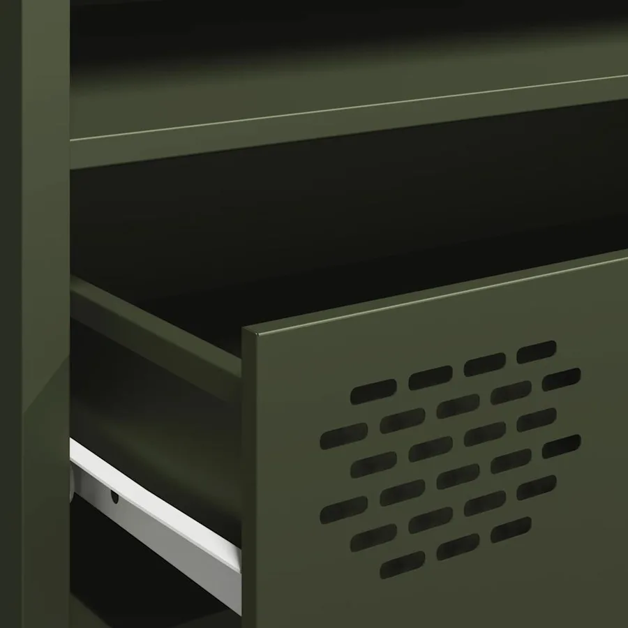 Meuble TV vert olive 202x39x43,5 cm acier laminé à froid - 9