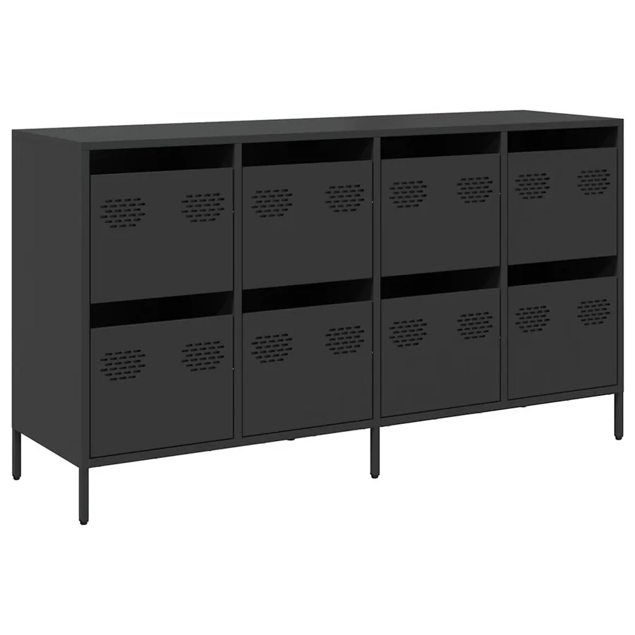 Buffet noir 135x39x73,5 cm acier laminé à froid - 2