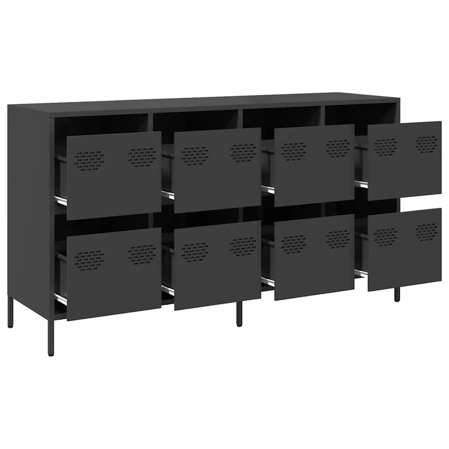 Buffet noir 135x39x73,5 cm acier laminé à froid - 4
