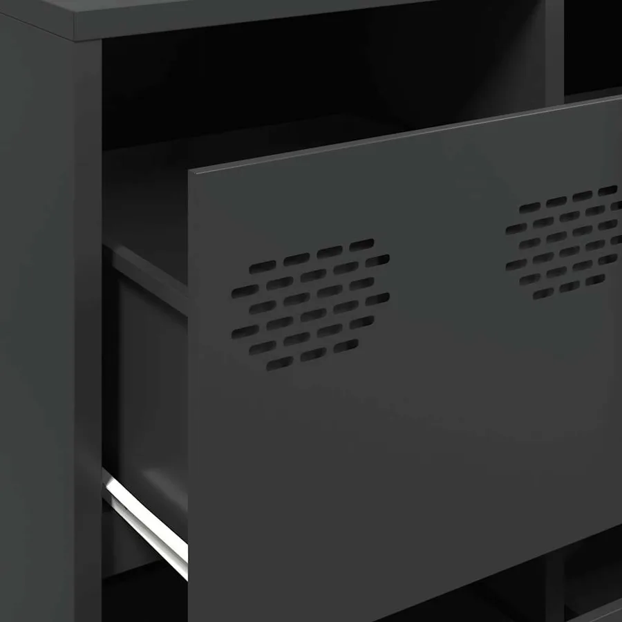 Buffet noir 135x39x73,5 cm acier laminé à froid - 9