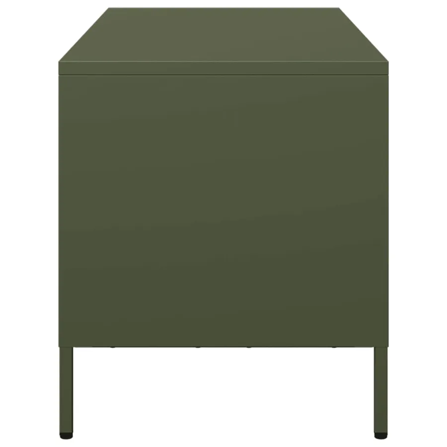 Meuble TV vert olive 68x39x43,5 cm acier laminé à froid - 6