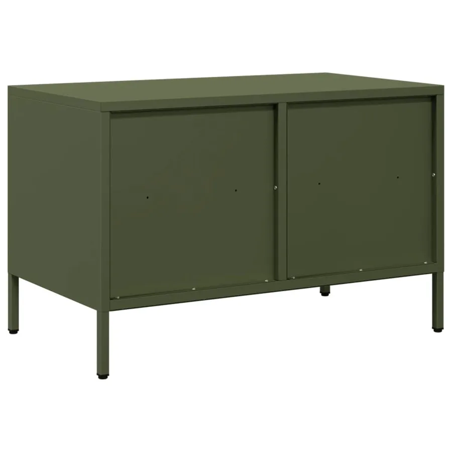 Meuble TV vert olive 68x39x43,5 cm acier laminé à froid - 7