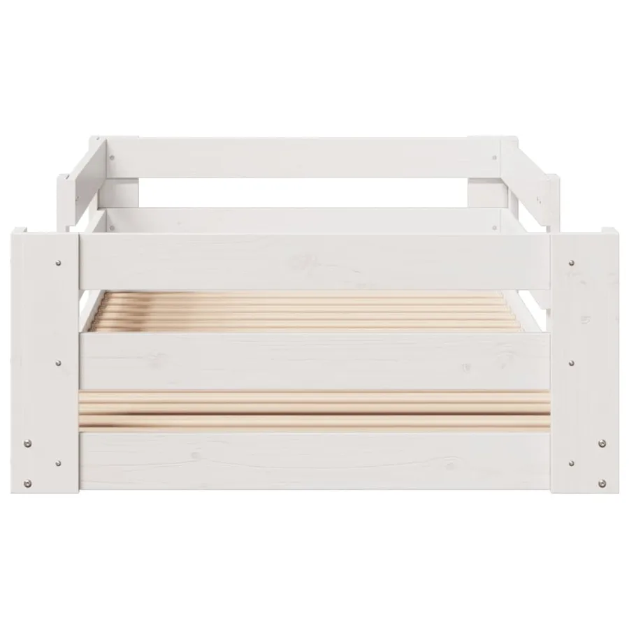 Cadre de lit sans matelas blanc 70x140 cm bois de pin massif - 4