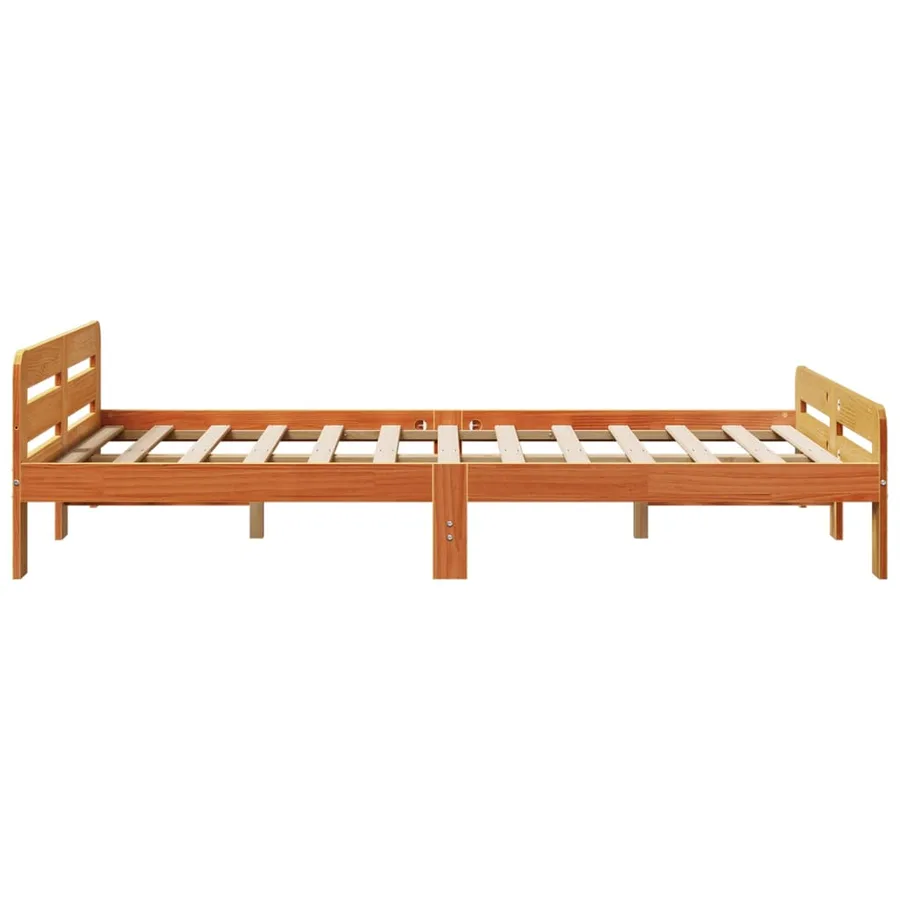 Cadre de lit sans matelas cire marron 135x190cm bois pin massif - 5