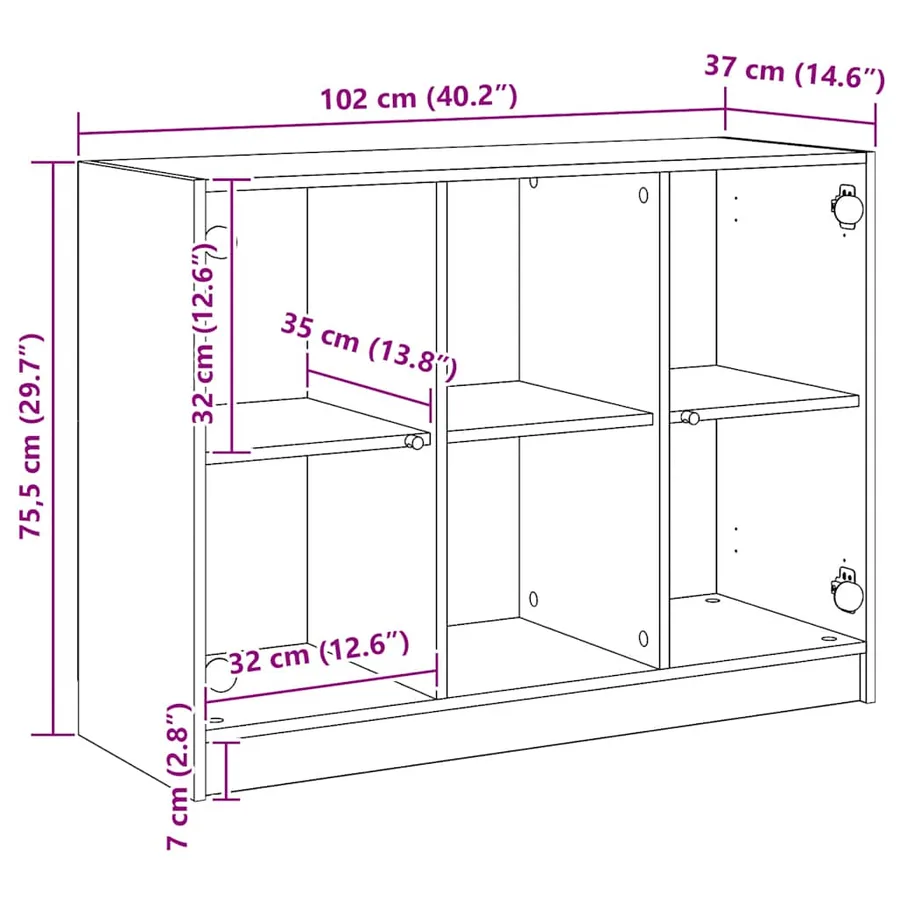 Buffet chêne artisanal 102x37x75,5 cm bois d'ingénierie - 10