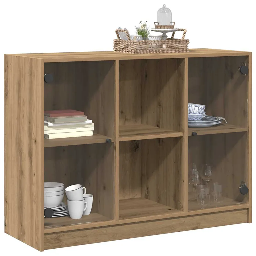 Buffet chêne artisanal 102x37x75,5 cm bois d'ingénierie - 3