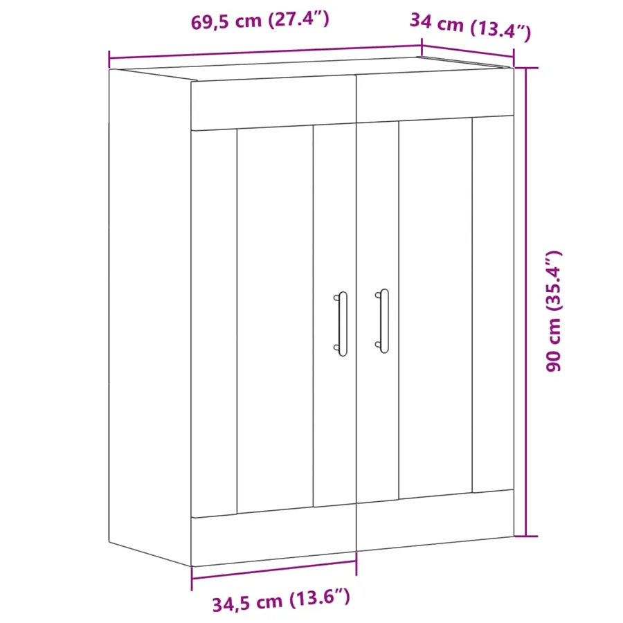 Buffet vieux bois 69,5x34x90 cm bois d'ingénierie - 11