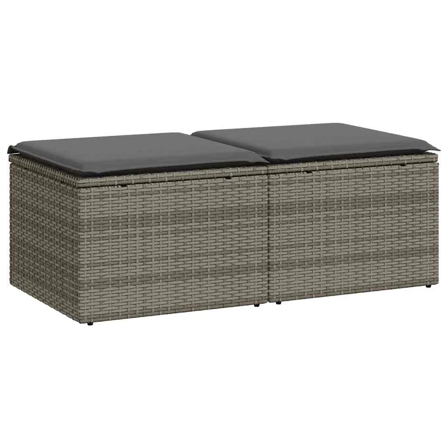 Salon de jardin 2 pcs avec coussins gris résine tressée acacia - 2