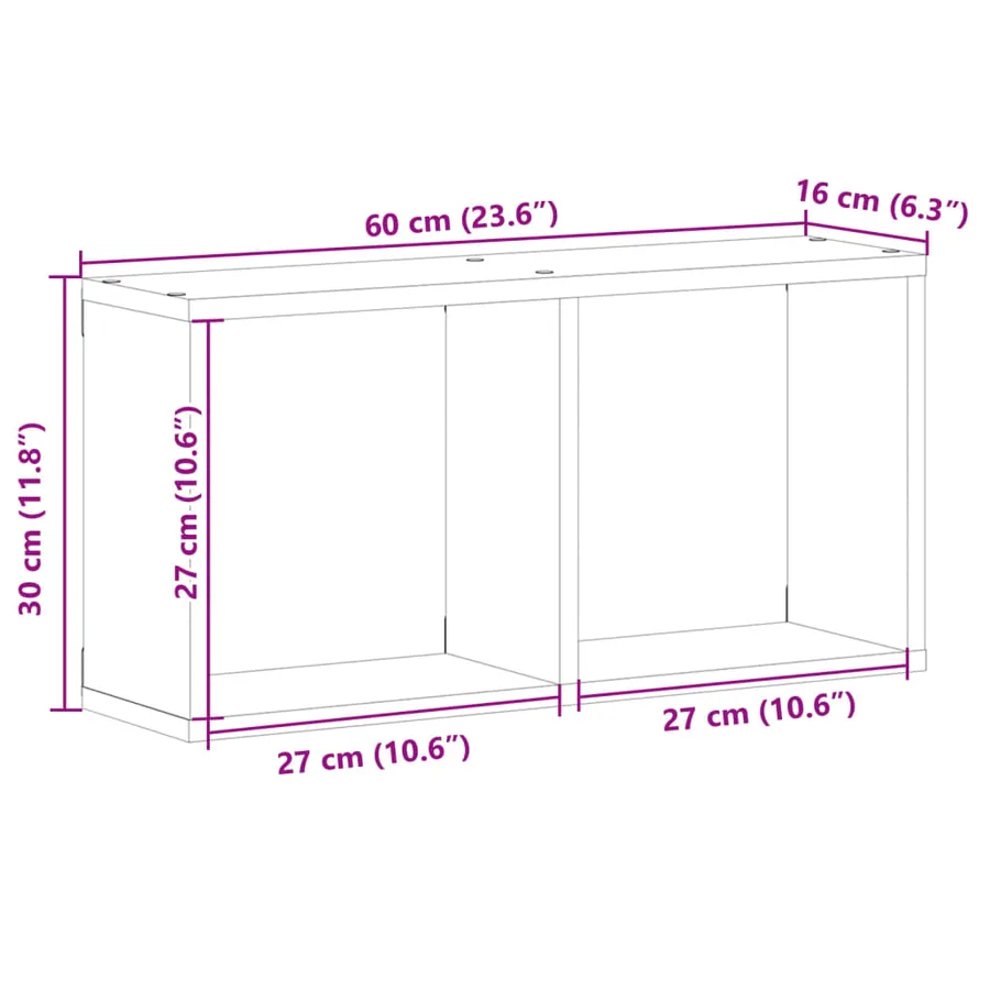 Armoire murale 60x16x30 cm noir bois d'ingénierie - 9