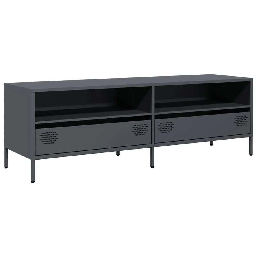 Meuble TV anthracite 135x39x43,5 cm acier laminé à froid - 2
