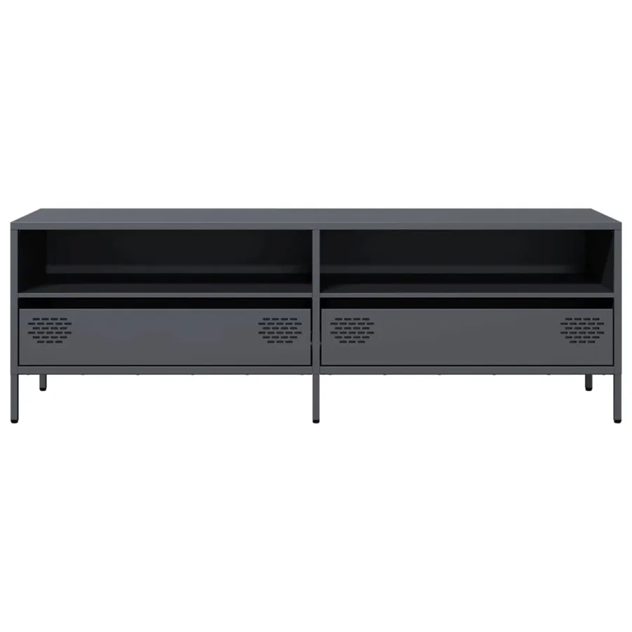 Meuble TV anthracite 135x39x43,5 cm acier laminé à froid - 4
