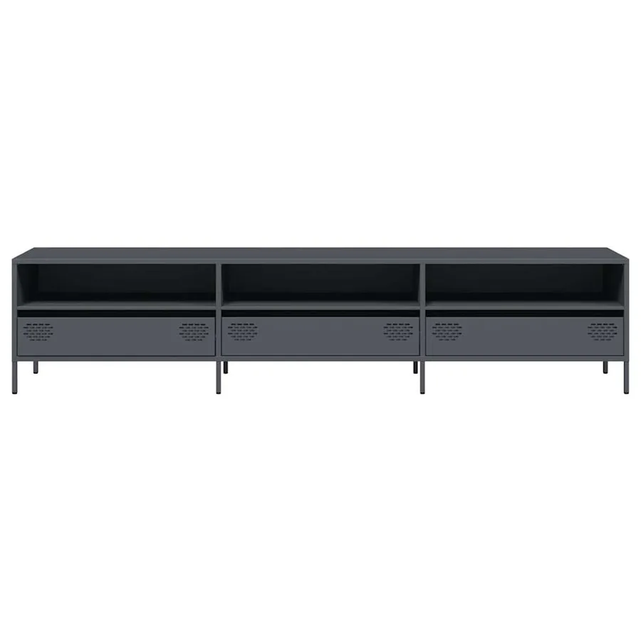 Meuble TV anthracite 202x39x43,5 cm acier laminé à froid - 4