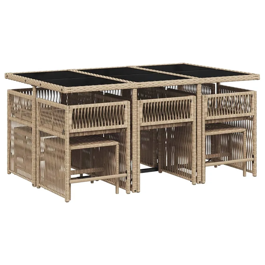 Ensemble à manger de jardin et coussins 11 pcs mélange beige - 3