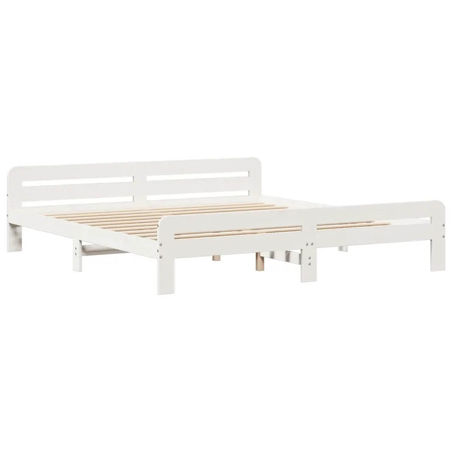 Cadre de lit sans matelas blanc 200x200 cm bois massif de pin - 3