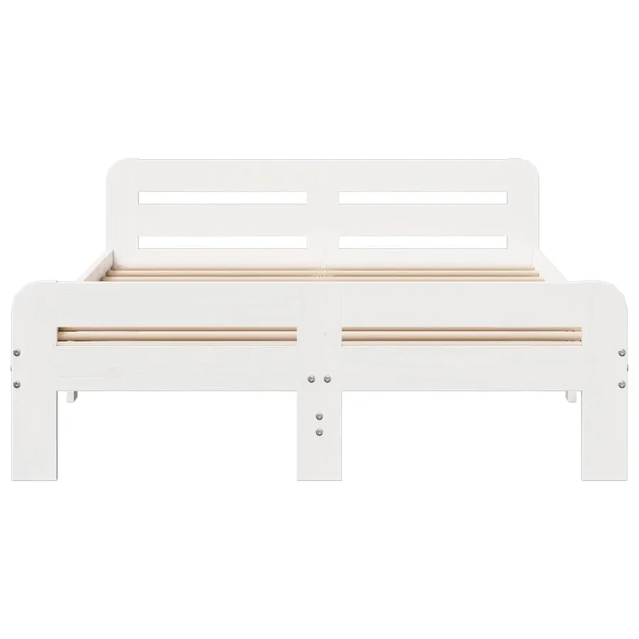 Cadre de lit sans matelas blanc 200x200 cm bois massif de pin - 4
