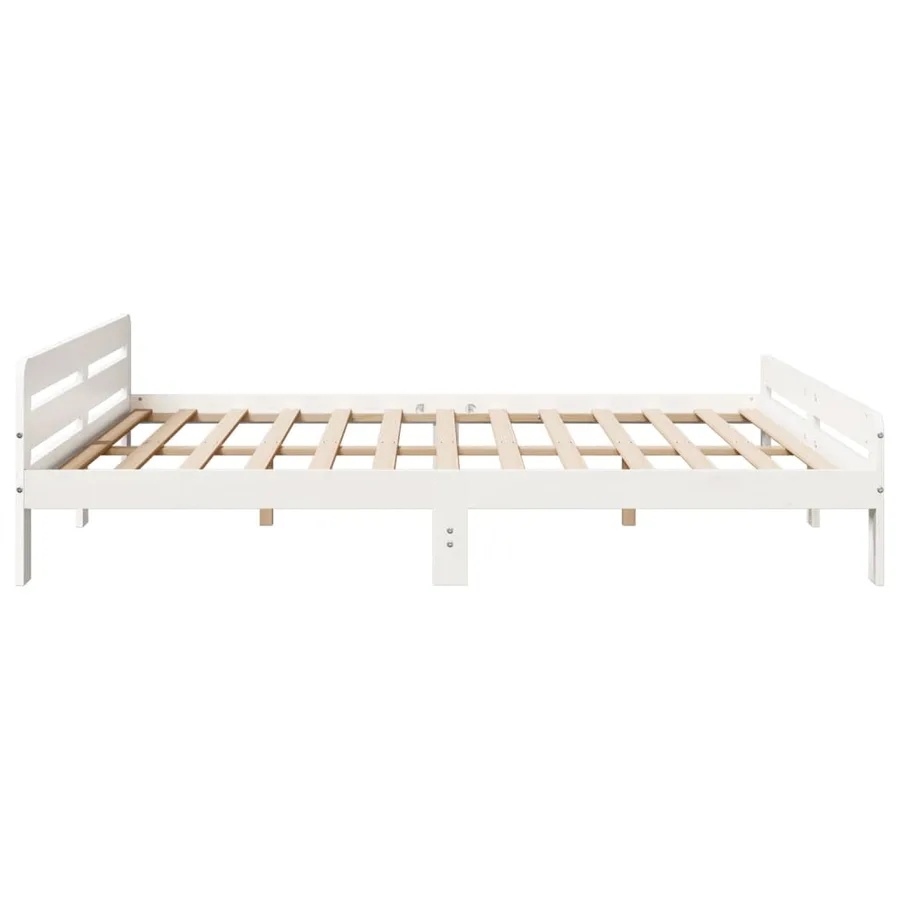 Cadre de lit sans matelas blanc 200x200 cm bois massif de pin - 5