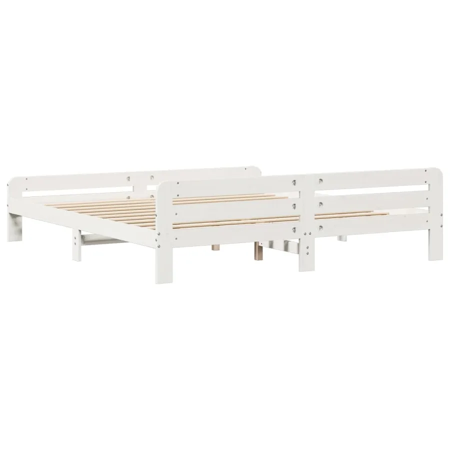 Cadre de lit sans matelas blanc 200x200 cm bois massif de pin - 6