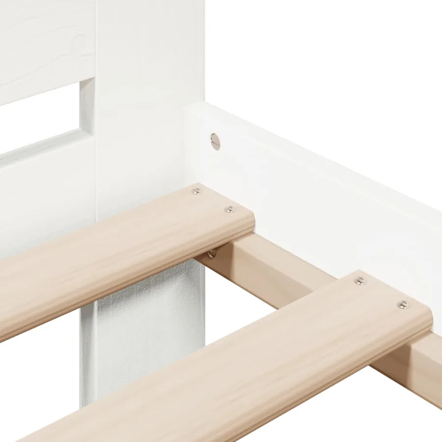 Cadre de lit sans matelas blanc 200x200 cm bois massif de pin - 7