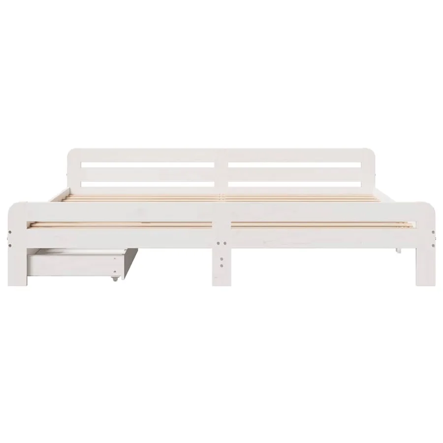 Cadre de lit sans matelas blanc 200x200 cm bois massif de pin - 4