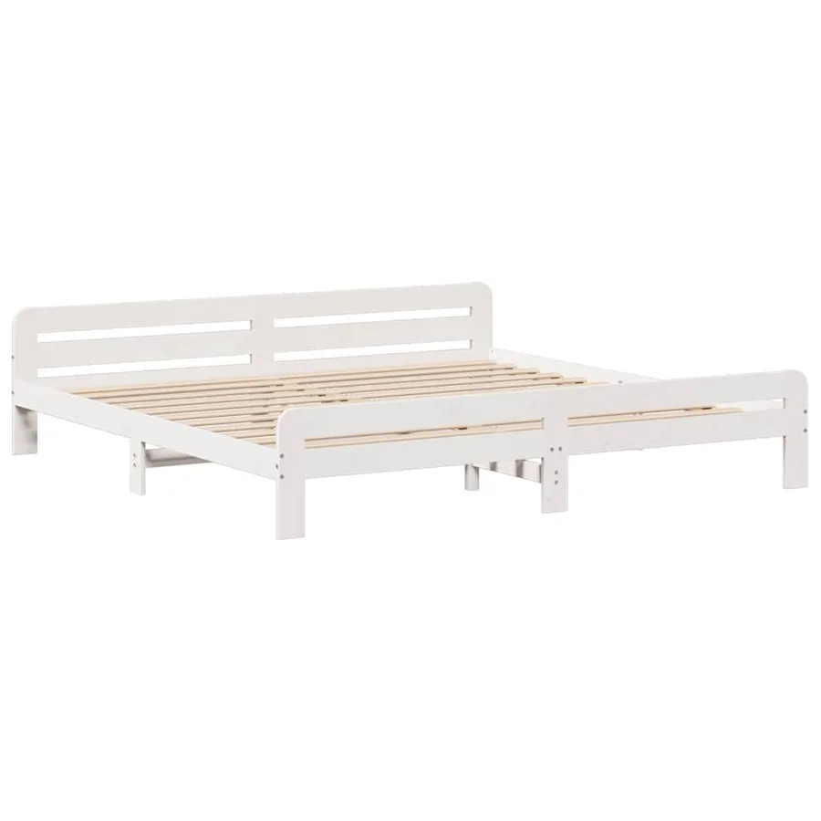 Cadre de lit sans matelas blanc 200x200 cm bois massif de pin - 5