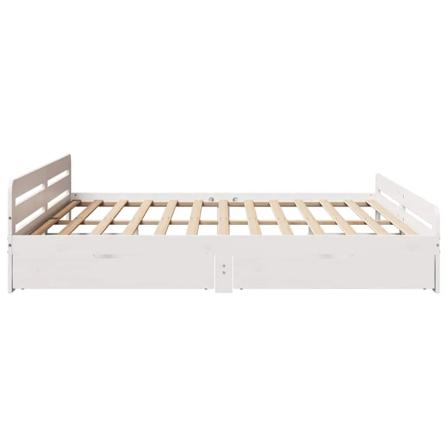 Cadre de lit sans matelas blanc 200x200 cm bois massif de pin - 7