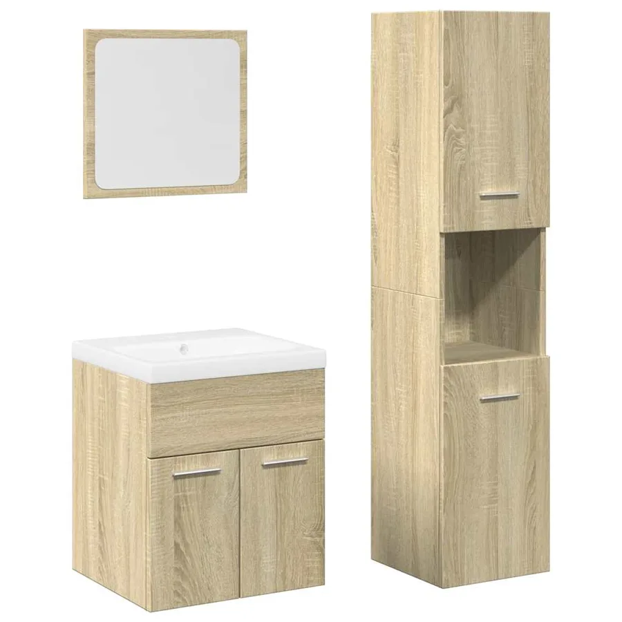 Ensemble de meubles de salle de bain 4 pcs chêne sonoma - 2