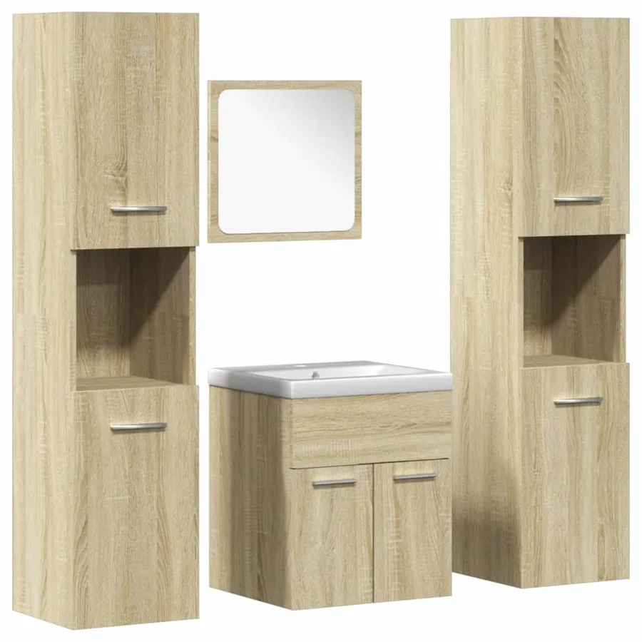 Ensemble de meubles de salle de bain 5 pcs chêne sonoma - 2