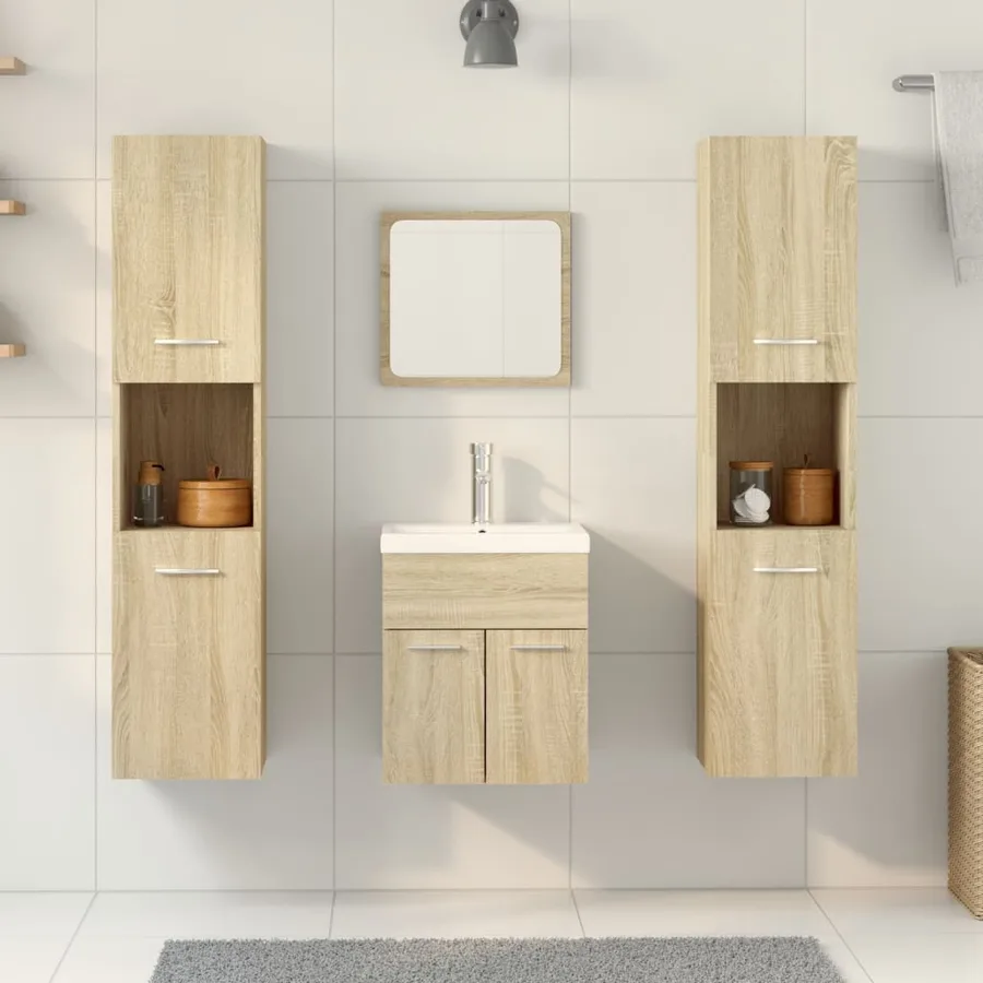 Ensemble de meubles de salle de bain 4 pcs chêne sonoma - 3