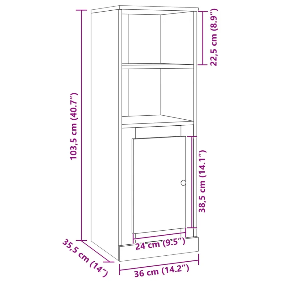 Buffet haut vieux bois 36x35,5x103,5 cm bois d'ingénierie - 10