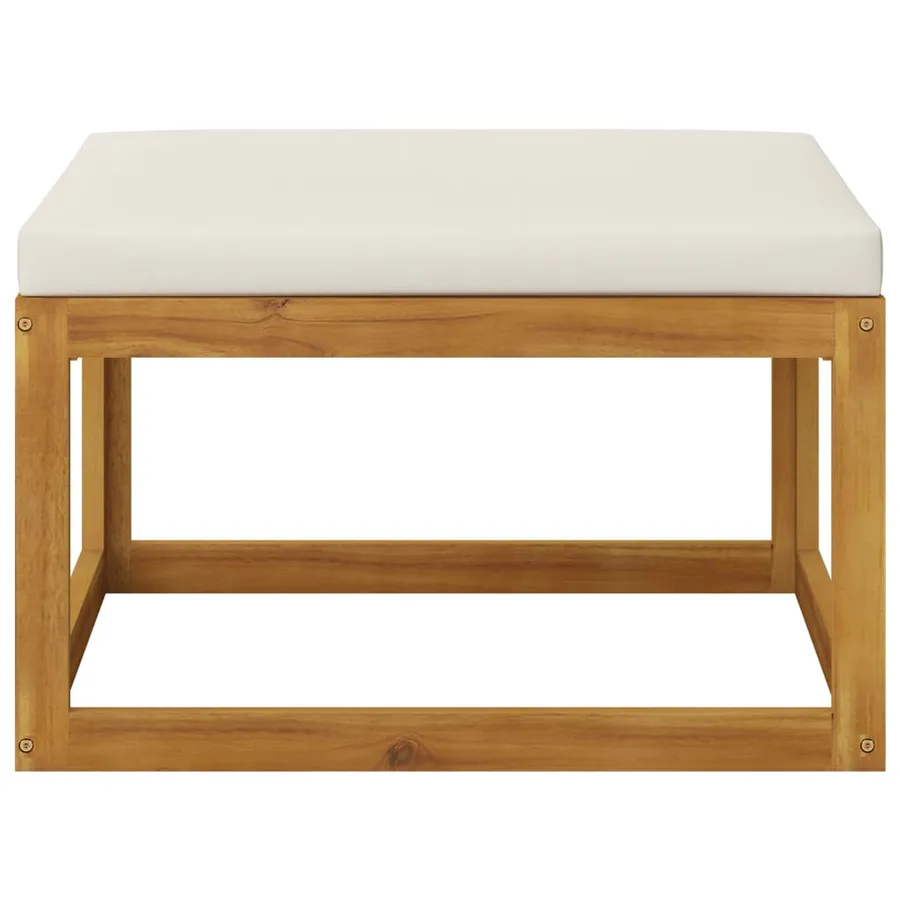 Salon de jardin 4 pcs avec coussin Crème Bois d'acacia solide - 10